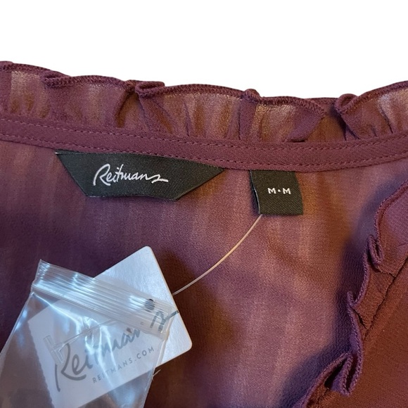 Reitman’s Dark Purple Mini Dress-Size Medium-NWT-Sleeveless-Ruffled Sleeve/Neck - Picture 7 of 11